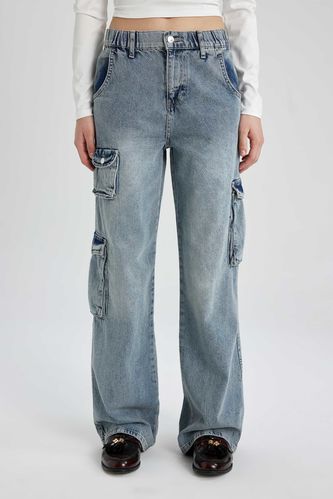 Wide Leg Kargo Yüksek Bel Geniş Paça Uzun Jean Pantolon