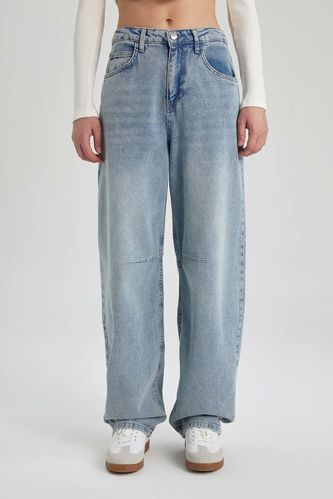 Pantalon Jean Large Taille Normale et Jambe Large Long