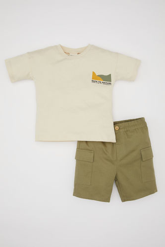 Baby Boy Nature Printed T-Shirt Shorts 2 Piece Set