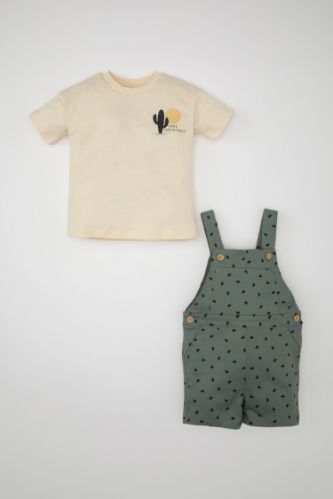 Baby Boy Cactus Patterned T-Shirt Overalls 2 Piece Set