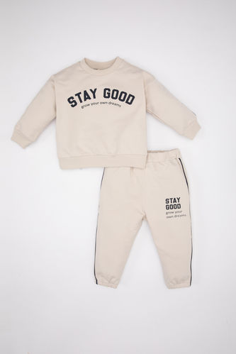Baby Boy Slogan Printed Sweatshirt Sweatpants 2 Piece Set