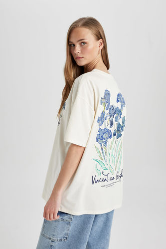 T-Shirt À Manches Courtes Oversıze Fıt Imprimé Col Ras Du Cou Van Gogh