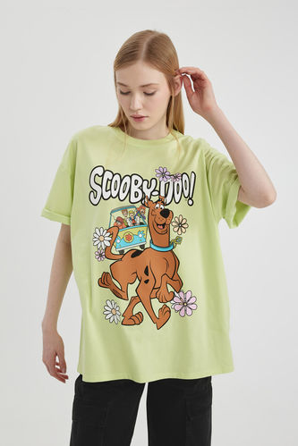 Oversize Fit Scooby Doo Licensed Crew Neck Printed Short Sleeve T-Shirt