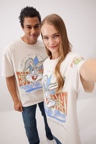 Oversize Fit Looney Tunes Licensed Crew Neck Printed Short Sleeve T-Shirt