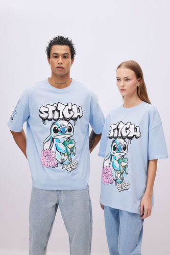 Oversize Fit Lilo & Stitch Licensed Printed Short Sleeve T-Shirt