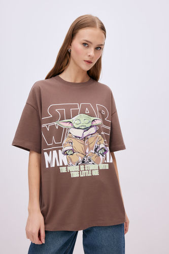 Oversize Fit Star Wars Licensed Crew Neck Printed Short Sleeve T-Shirt