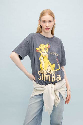Oversize Fit Lion King Licensed Crew Neck Printed Short Sleeve T-Shirt