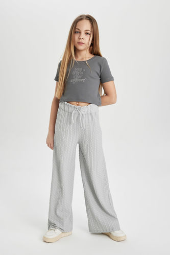 Girl Printed Short Sleeve T-Shirt Trousers 2 Piece Set