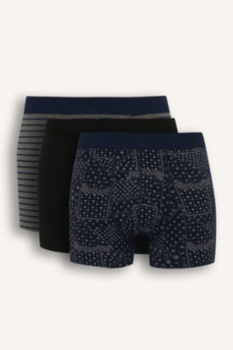 Regular Fit Şal Desenli 3'lü Boxer