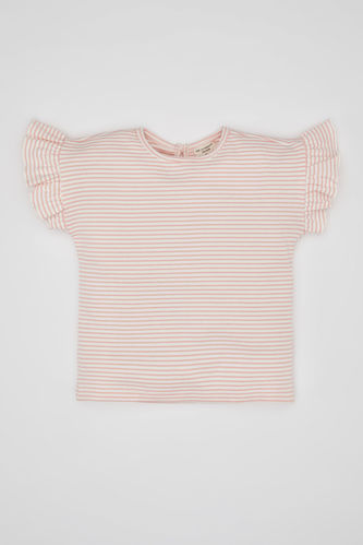 Baby Girl Regular Fit Crew Neck Striped T-Shirt