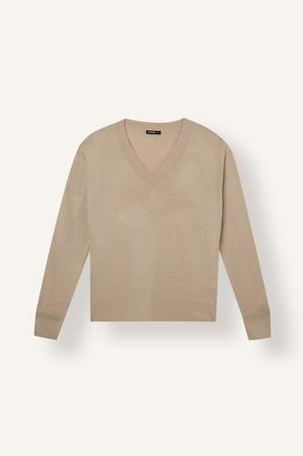 Relax Fit V-Neck Beige Pullover