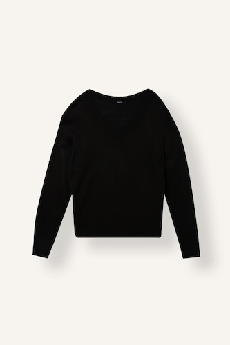 Pull noir ultra-doux à col V Coupe décontractée