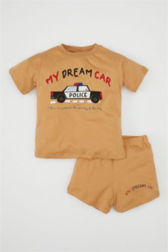 BABY BOY Camel Baby Boy Printed T-Shirt Shorts 2 Piece Set
