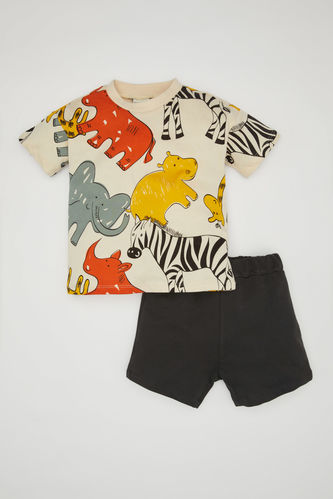 Baby Boy Patterned T-Shirt Shorts 2 Piece Set