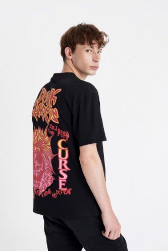 Oversize Fit Crew Neck Back Printed T-Shirt