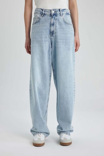 Afra x DeFacto Baggy Yüksek Bel Geniş Paça Uzun Jean Pantolon