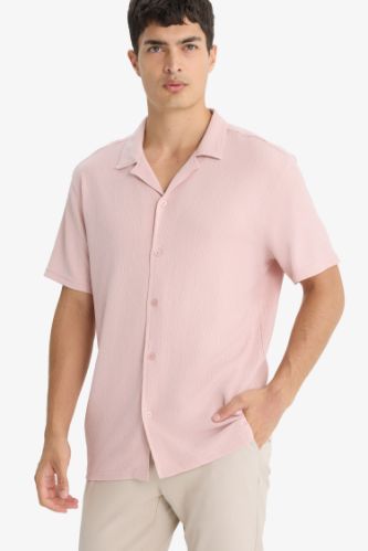 Modern Fit Polo Yaka Penye Kısa Kollu Gömlek