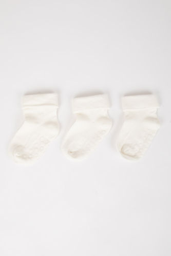 Kız Bebek Dikişsiz 3'lü Pamuklu Uzun Çorap