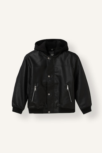 Boy Water-Repellent Detachable Hood Plush Lining Bomber Jacket