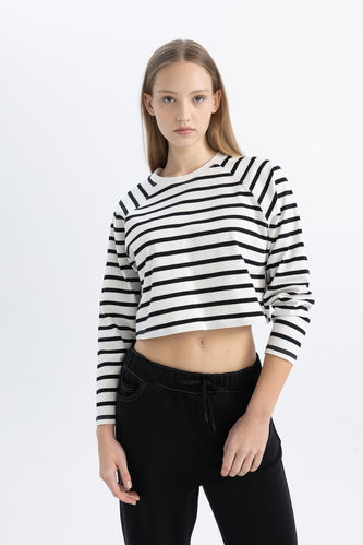 Loose Fit Striped Long Sleeve T-Shirt