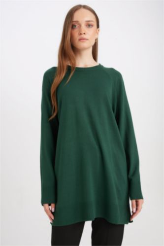 FEMME Vert Foncé Tunique coupe régulière Col Ras Du Cou