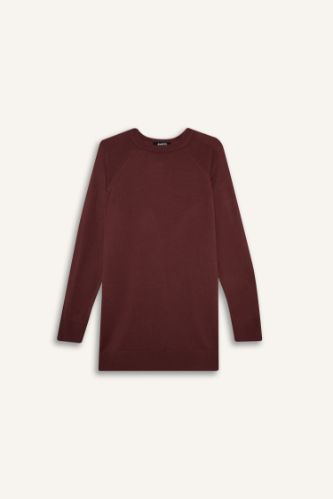 Regular Fit Bisiklet Yaka Basic Düz Uzun Kollu Tunik