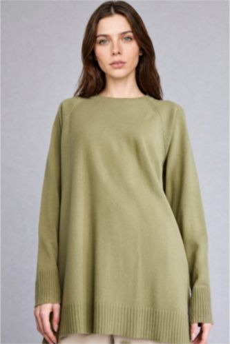نساء كاكي Regular Fit Knitwear Tunic