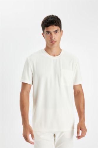 MAN Ecru Regular Fit Crew Neck Short Sleeve T-Shirt