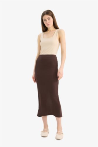 FEMME Marron Pencil Skirt Maxi