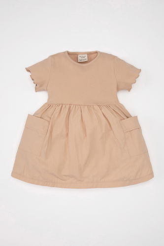Baby Girl Short Sleeve Ribbed Camisole Dress