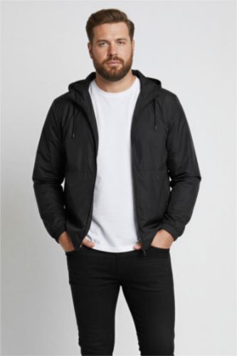 Regular Fit Kapüşonlu Mont Fermuarlı Cepli File Astarlı Mevsimlik 