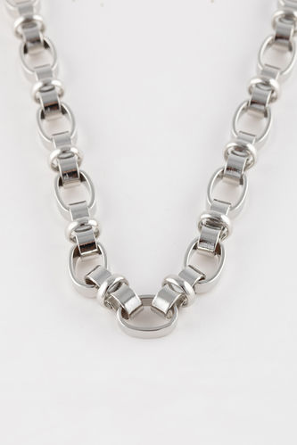 Woman Thick Chain Silver Necklace