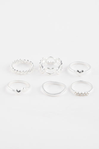 Woman 6 Piece Silver Ring