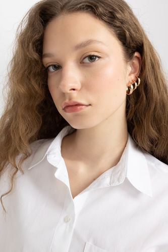 Woman 6 Piece Gold Hoop Earrings