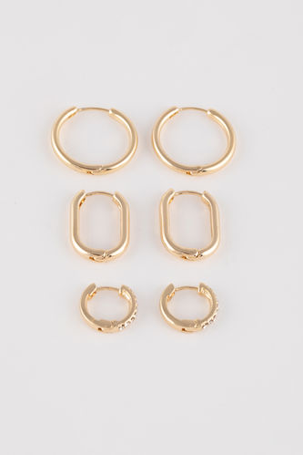 Woman 3 Piece Gold Earrings