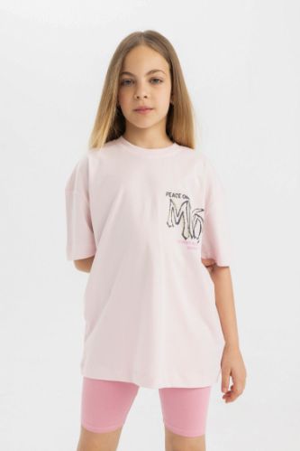 Pink GIRLS & TEENS Girl Oversize Fit Printed Short Sleeve T-Shirt ...