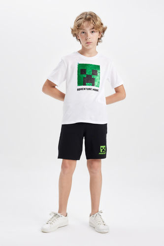 Erkek Çocuk Minecraft Kısa Kollu Tişört Şort 2'li Takım
