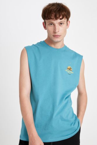 Boxy Fit Baskılı Bisiklet Yaka Atlet