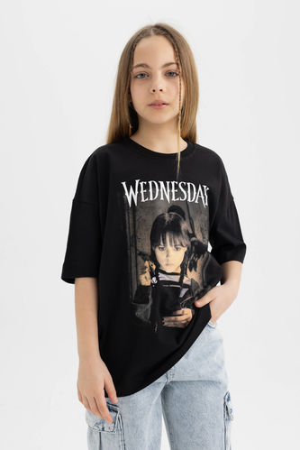 Kız Çocuk Wednesday Oversize Fit Kısa Kollu Tişört