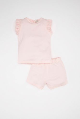 BABY GIRL Pink Baby Girl Short Sleeve Cotton 2 Piece Pajama Set