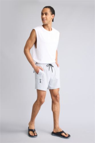 رجال رمادي فاتح شورت بحر قصير منسوج من DeFactoFit