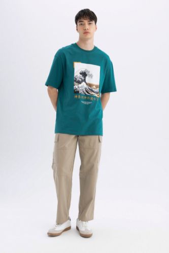 Pantalon Cargo large en gabardine Coupe droite