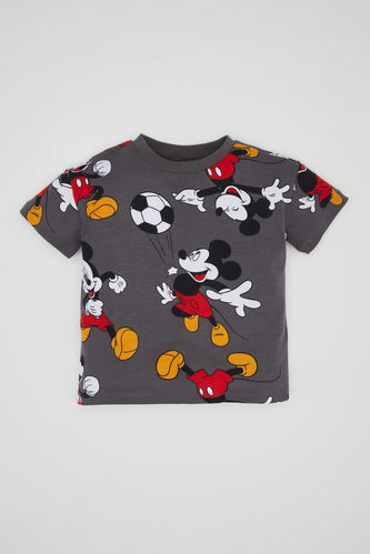 Erkek Bebek Disney Mickey & Minnie Bisiklet Yaka Kısa Kollu Tişört