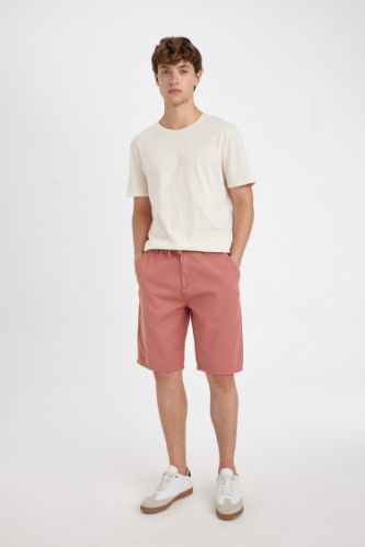 Regular Fit Düz Paça Gabardin Bermuda Şort