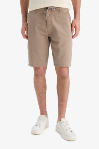 Regular Fit Düz Paça Gabardin Bermuda Şort
