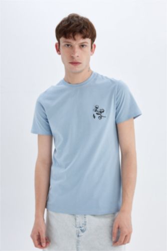Slim Fit Crew Neck Printed Short Sleeve T-Shirt