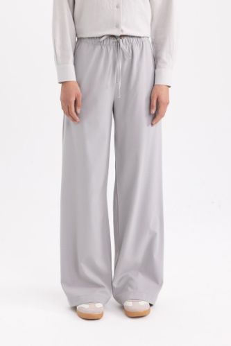 Wide Leg Geniş Paça Esnek Belli Bağcıklı Basic Düz Palazzo Pantolon