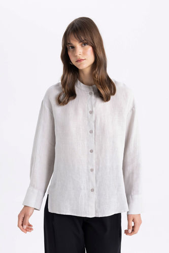 Relax Fit Long Sleeve Shirt Linen Tunic