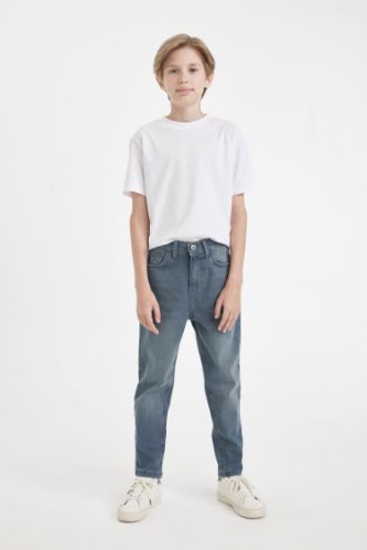 Erkek Çocuk Balloon Fit Dar Paça Cepli Jean Pantolon