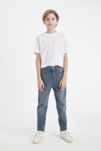 Erkek Çocuk Balloon Fit Dar Paça Cepli Jean Pantolon
